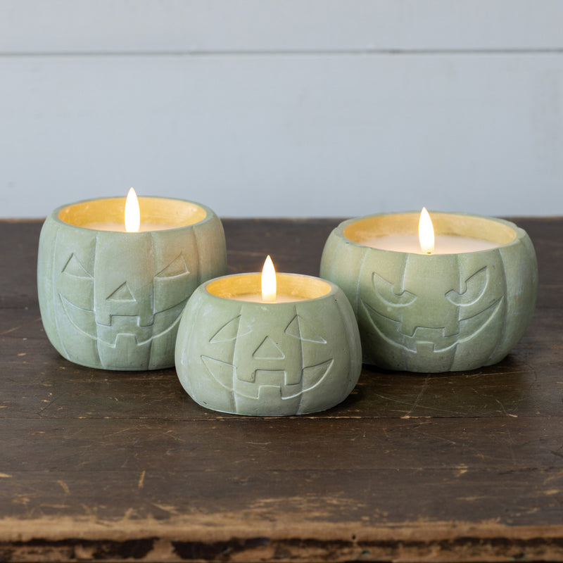 Green Jack-O-Lantern 3D Flame Candle