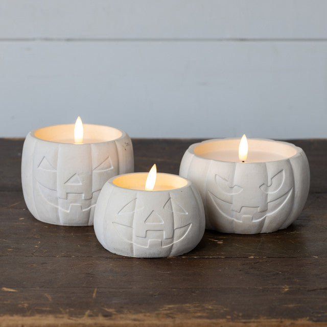 Cream Jack-O-Lantern 3D Flame Candle
