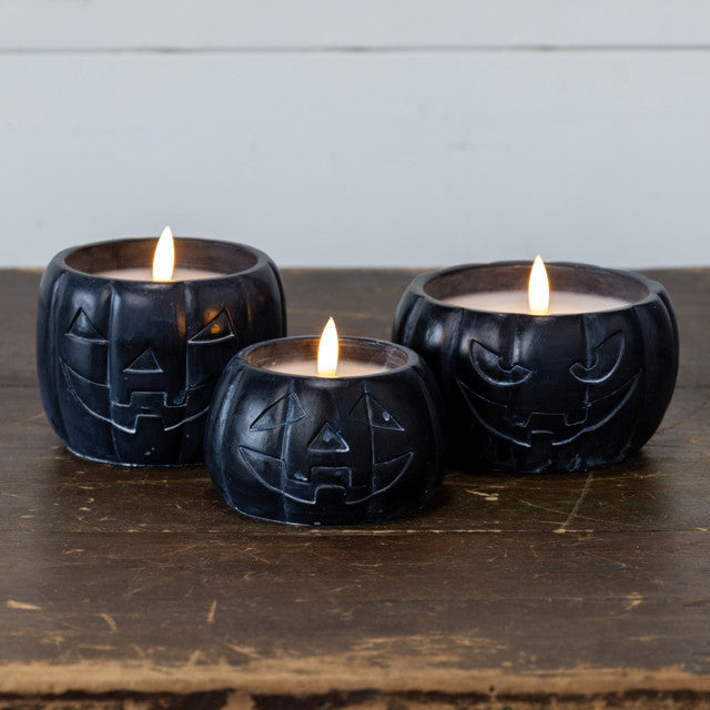 Black Jack-O-Lantern 3D Flame Candle