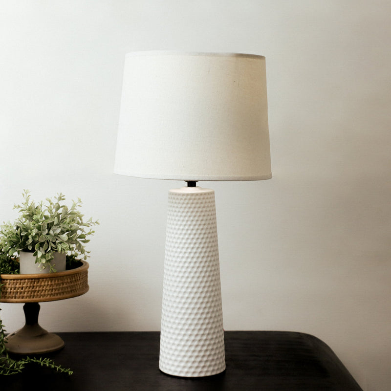 Dimpled White Ceramic Lamp