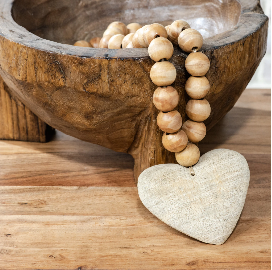 Wood Beads w/ Heart