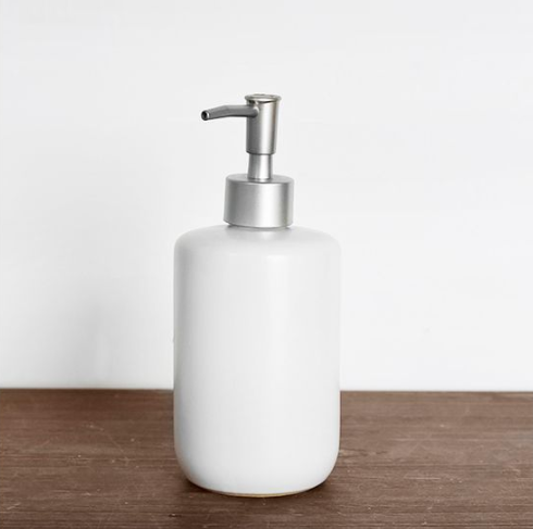 7.5" White Ceramic Soap Pump