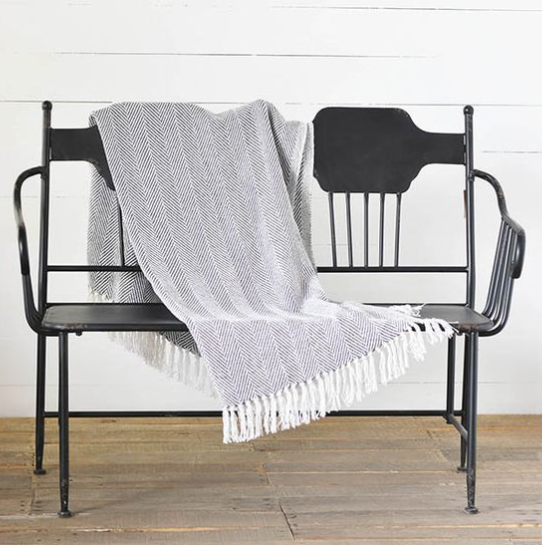 Gray Strip Throw
