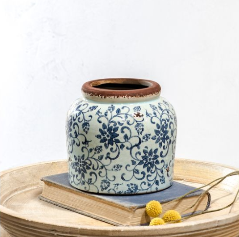 Light Blue Heirloom Garden Pot