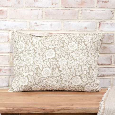 14x20 Beige Floral & Leaf Pillow