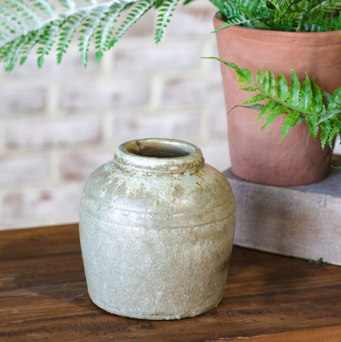 Small Rustic Green Bouquet Vase