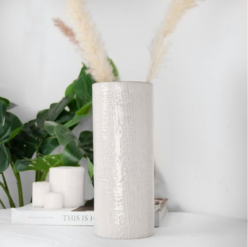White Check Vase
