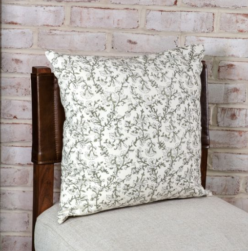 18x18 Cream & Sage Blossom Pillow