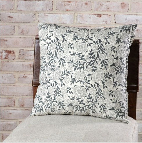 18x18 Cream & Dark Sage Zinnia Pillow