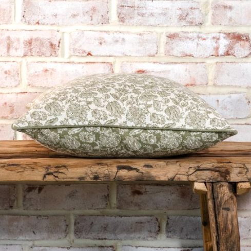 16" Reversible Green Floral Pillow