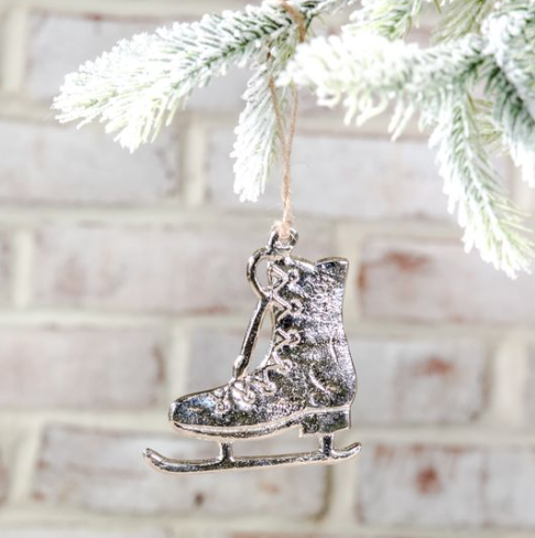 Silver Ice Skate Ornament