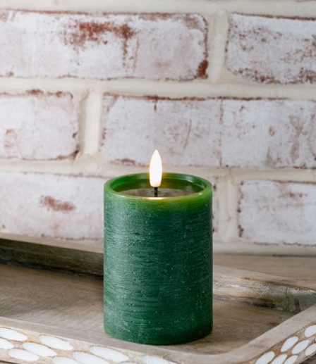 Green LED Pillar Candle
