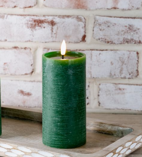 Green LED Pillar Candle