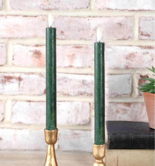 Set/2 Green LED Taper Candles