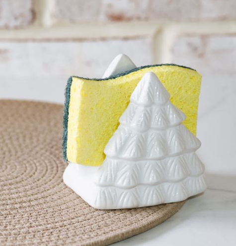 White Ceramic Tree Sponge Holder