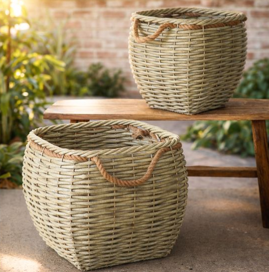 Natural Square Rattan / Wire Basket