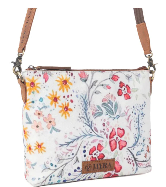 Myra Bag® Wildflower Trail Cotton & Leather Crossbody Bag