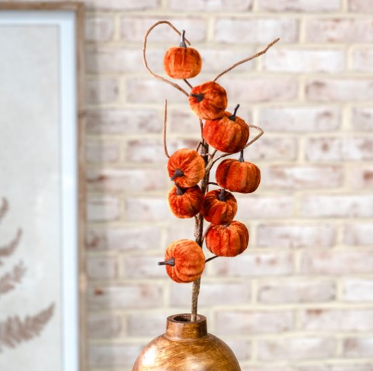 Orange Velvet Pumpkin Pick
