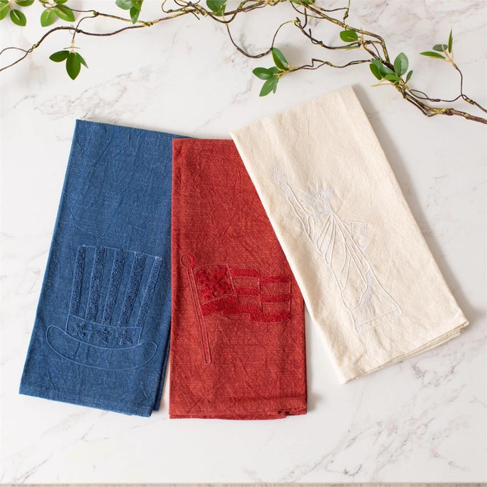 Patriotic Stonewashed Towels Set of 3