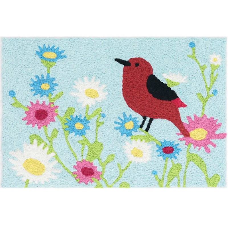 Red Bird & Daisies Jellybean® Rug 20" X 30"