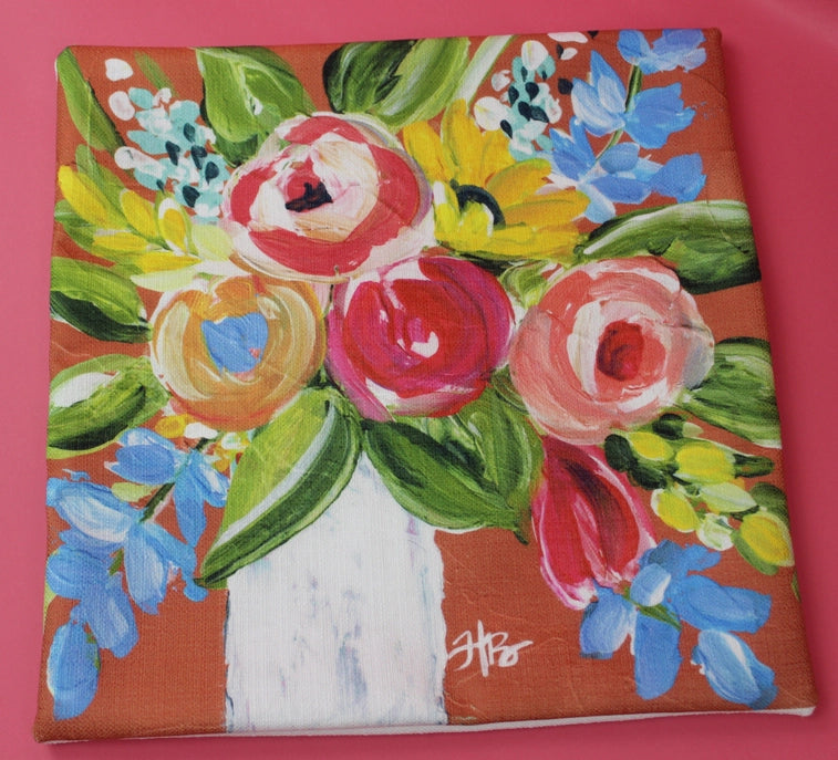 Roses on Coral Square Pillow Swap