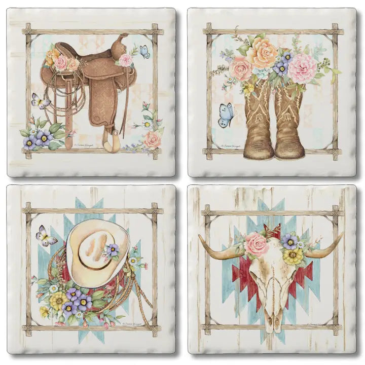 Rosewood Ranch 4 Pack Asst Coaster Set