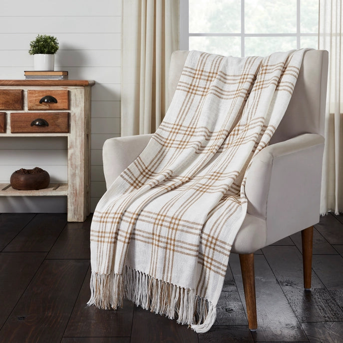 Wheat Plaid Woven Throw