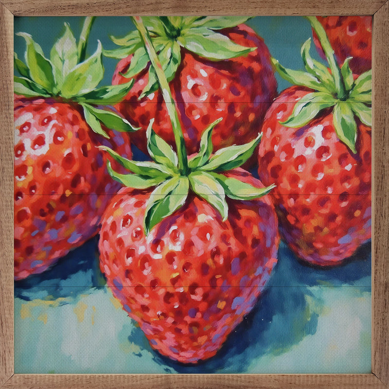 12x12 Bright Summer Strawberries Framed Wall Decor