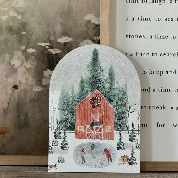 Large Winter Barn Scene Arch