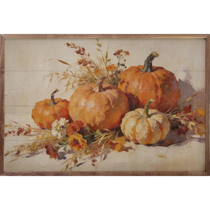 24x16 Burnished Orange Harvest Pumpkins Framed Art