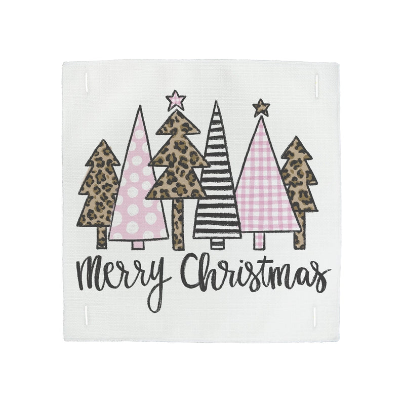 Christmas "Pink Leopard Trees" Square Pillow Swap