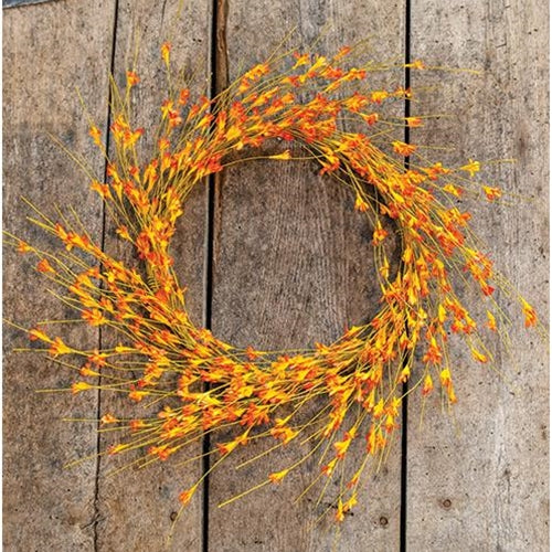 Wispy Orange Buds Flower Wreath