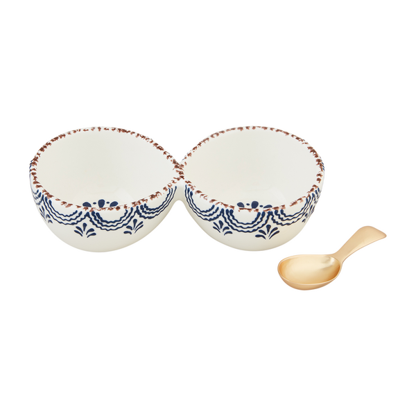 Blue Painted Double Tidbit Set