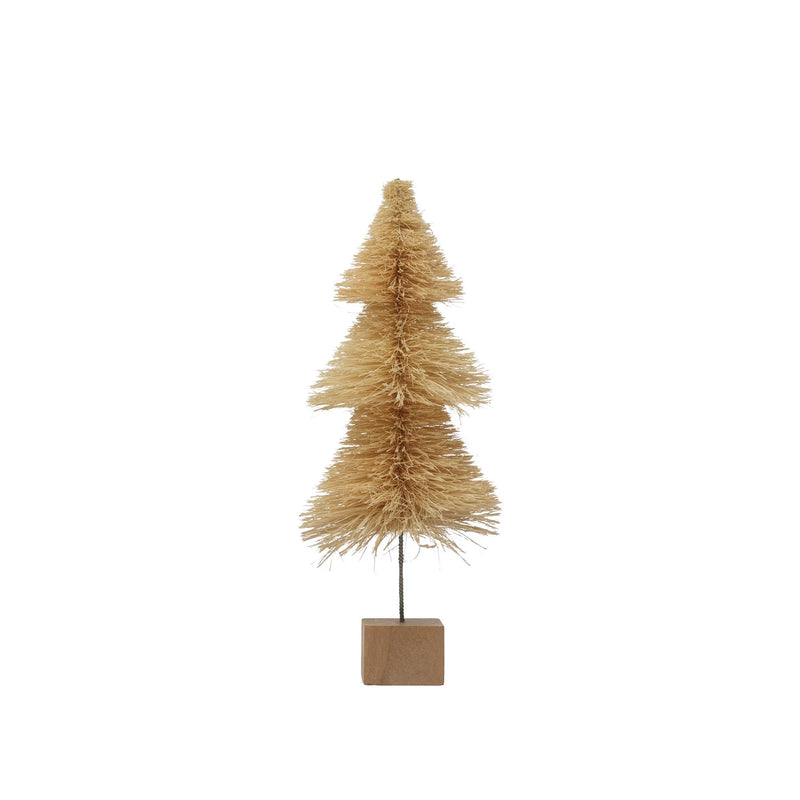 Cream Bottle Brush Tree With Wood Base