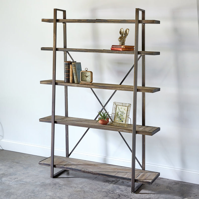 Industrial Wood "X" Shelves