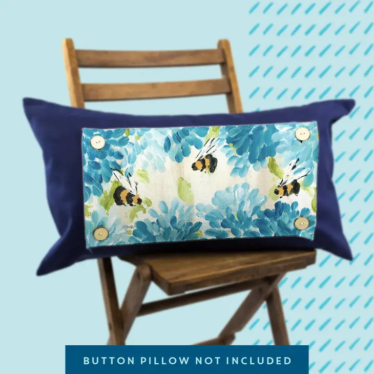 Bees Blue Hydrangea Lumbar Pillow Swap