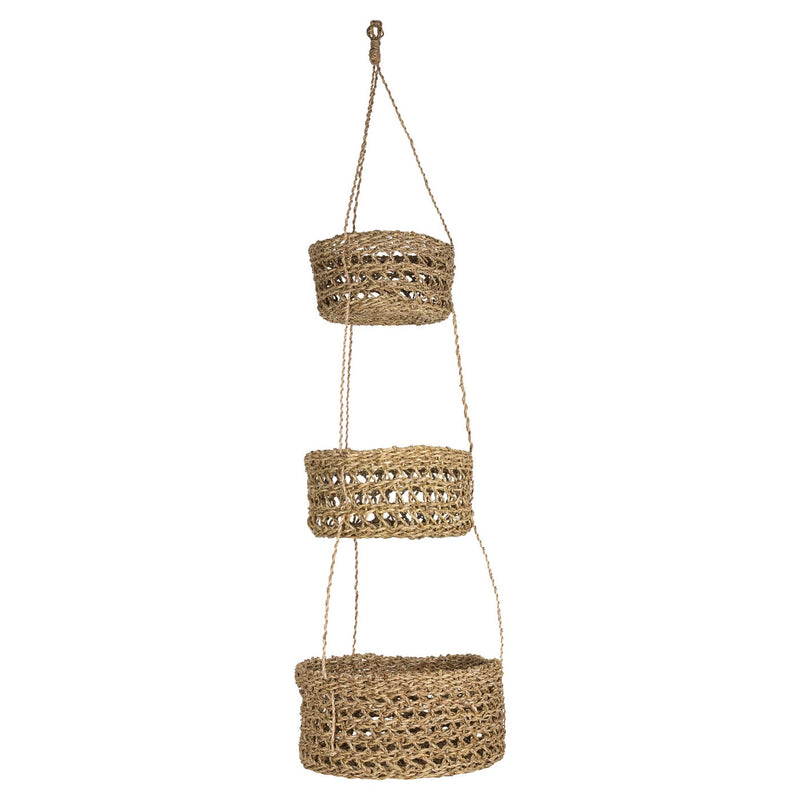 3 TIERED HANGING MIRA NATURAL BASKET