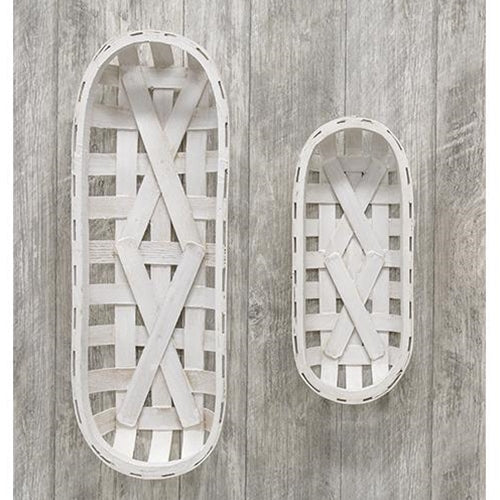 Whitewash Oval Tobacco Basket