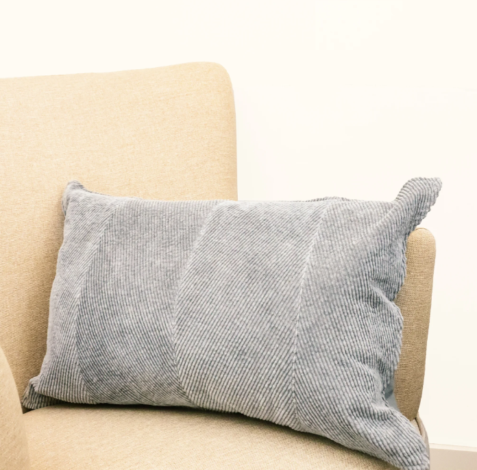 24" Rectangle Gray Corduroy Pillow