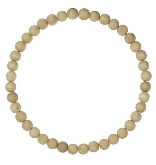 13" WOOD BEAD WREATH W/25MM BEADS