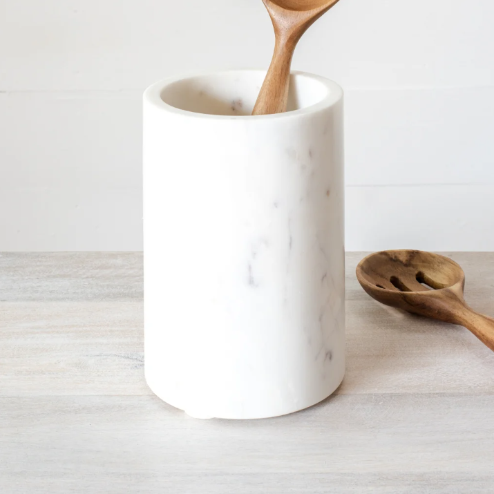 WHITE MARBLE UTENSIL HOLDER