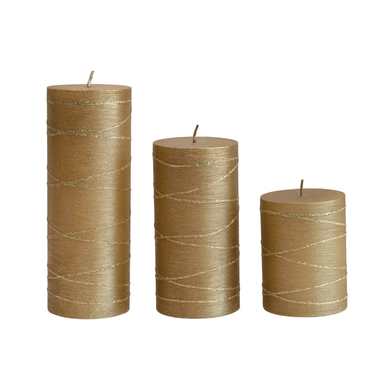 Unscented Pillar Candle - Gold Metallic Finish