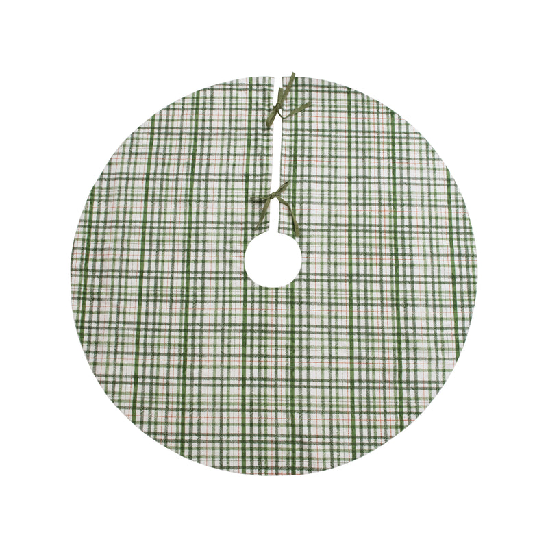 48" Round Cotton Printed Plaid Tree Skirt