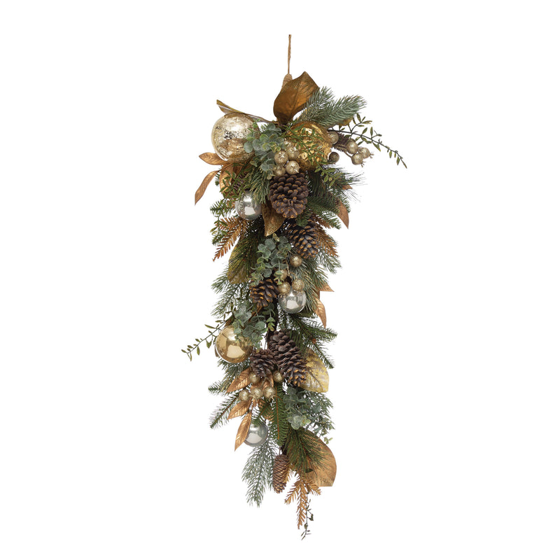 Faux Greenery Swag with Ball Ornaments
