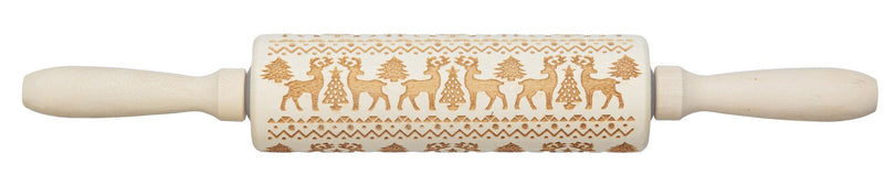 Carved Wood Rolling Pin with Pattern