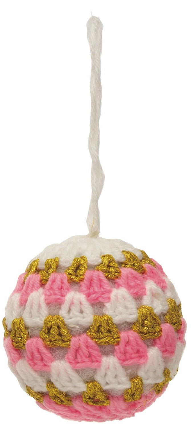 3" Round Fabric Crocheted Ball Ornament