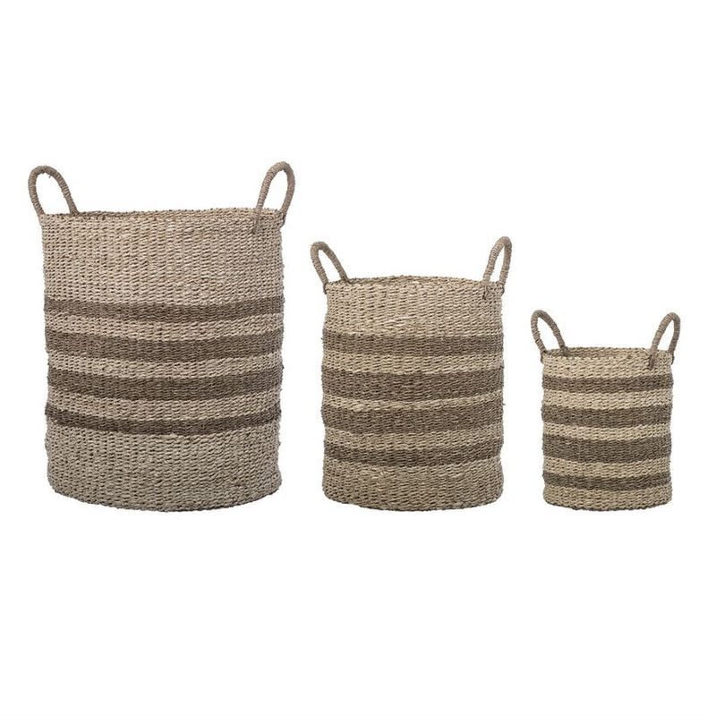 Striped Natural Seagrass Basket