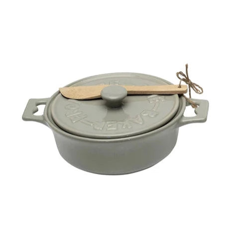 Stoneware Brie Baker Set GRAY