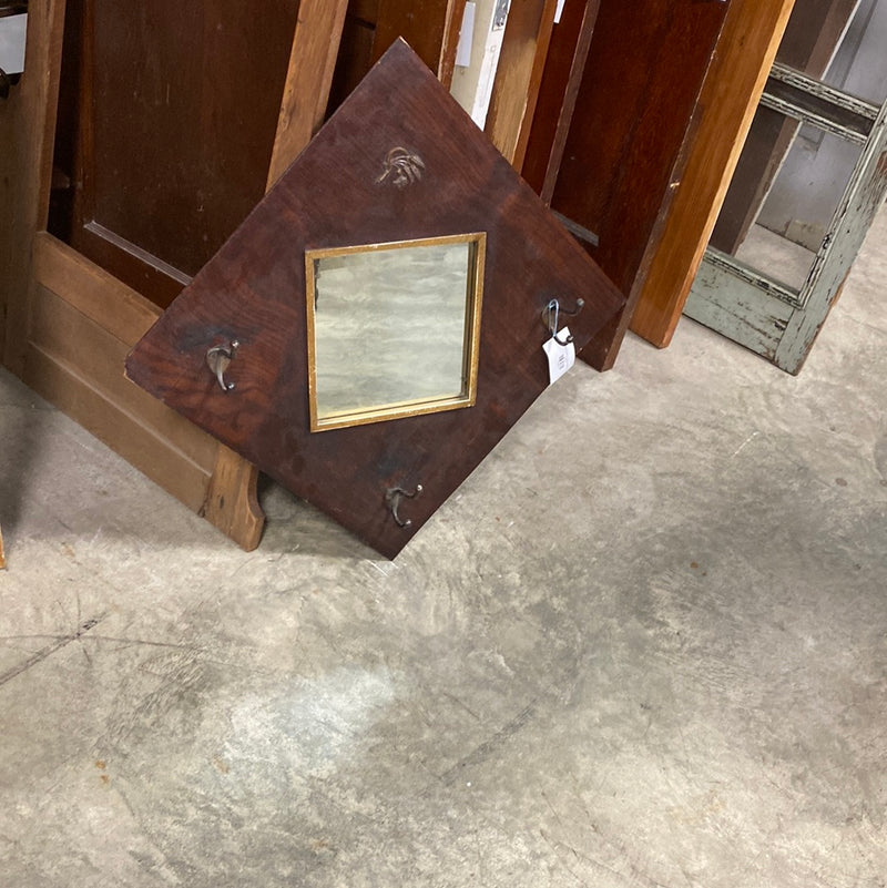 Mirror with 3 Hooks Antique