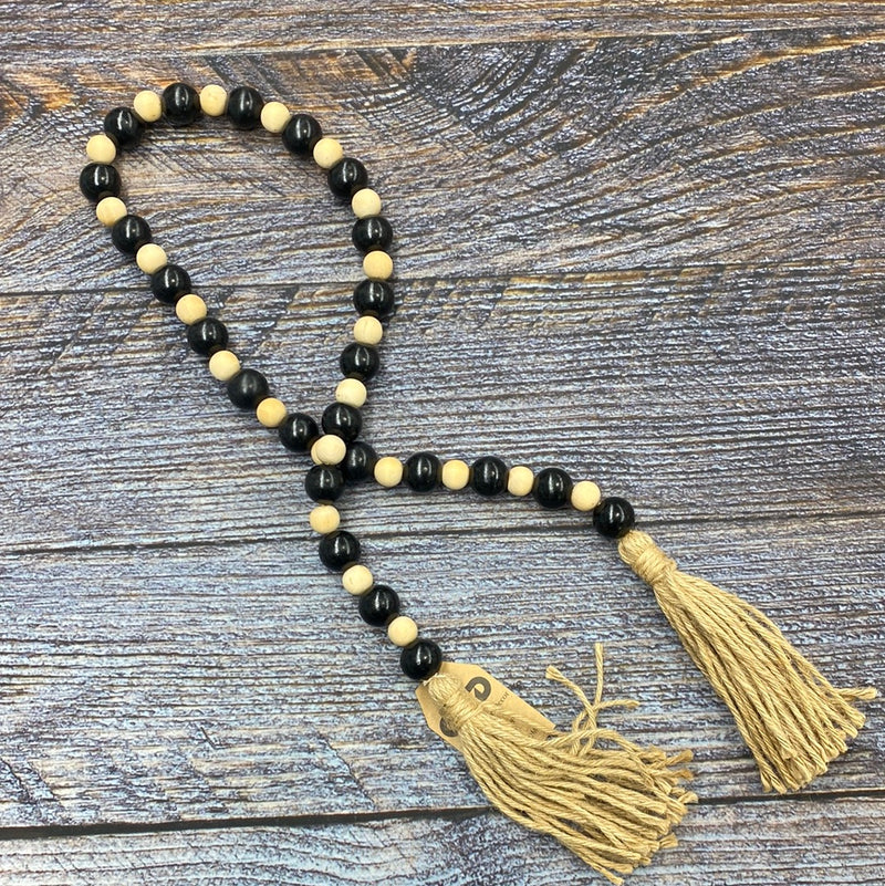 48" Black / Natural Bead Garland